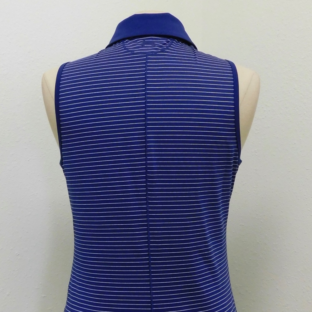 UNDER ARMOUR ~ Zinger Sleeveless Polo BLUE Stripe_4